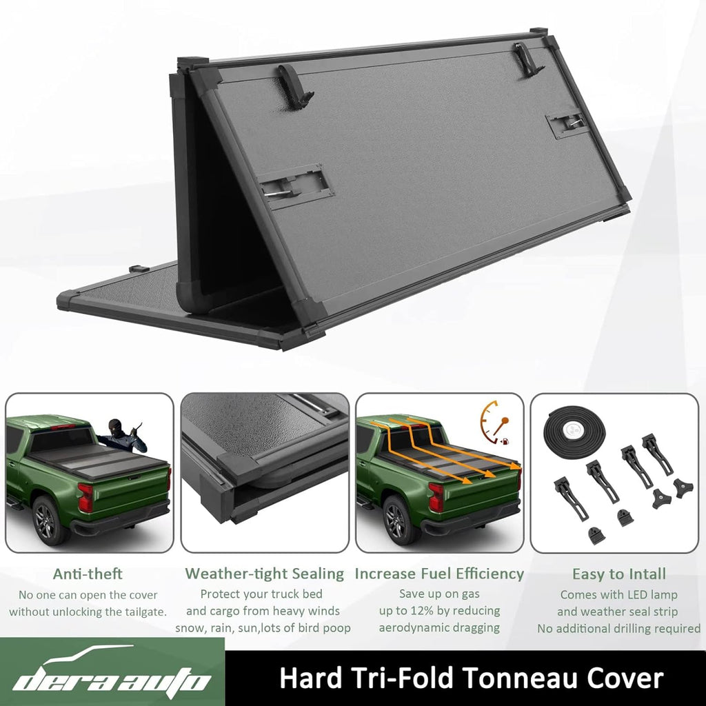 Hard Tri-Fold Truck Bed Tonneau Cover for 2019-2022 Ram 1500, 6.4ft Bed C7548