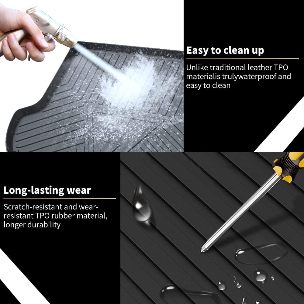 Heavy Duty Waterproof Custom Fit Trunk Cargo Liner Mat Tray (Black) Pack of 2 Y820755