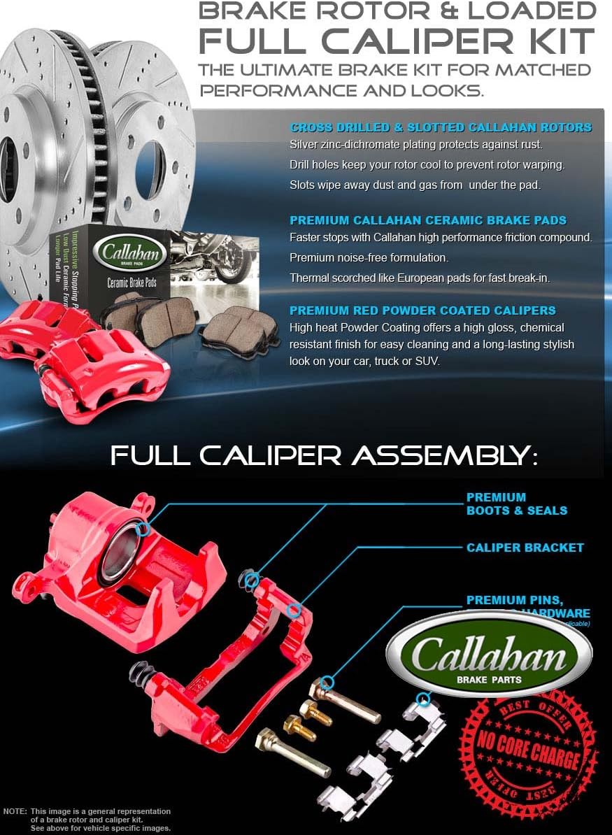 [2] Calipers + [2] Drilled/Slotted Rotors + [4] Ceramic Pads Kit M23878