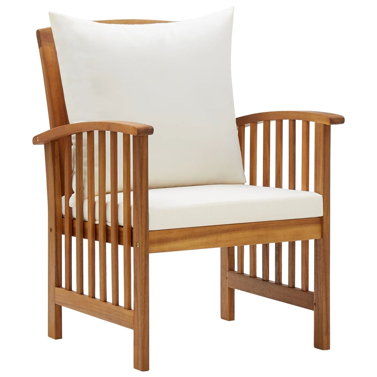 5 Piece Cream White Cushioned Acacia Wood Patio Lounge Set Z2980