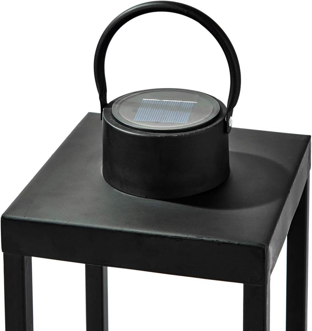 Matte Black Metal Candle Holder Lantern, 14 Inch Tall Z3763