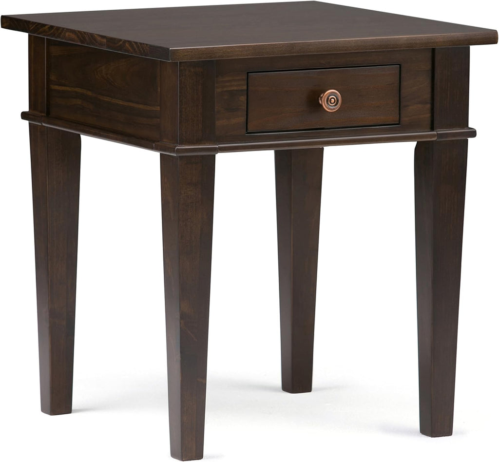 Farmhouse Grey Solid Wood 1 Drawer End Side Table A97265