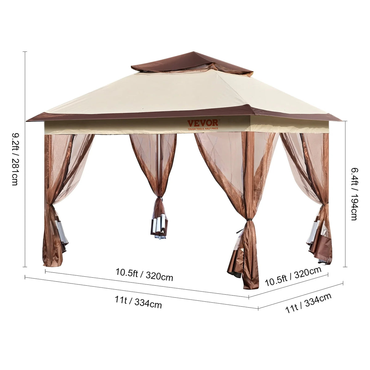 11 x 11 FT Pop up Gazebo with Mosquito Netting G22992