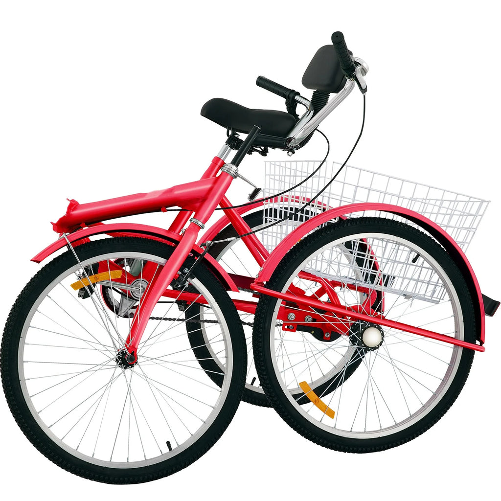 Foldable Adult Tricycle 24'' Wheels 1-Speed 3 Wheel Bikes G8259