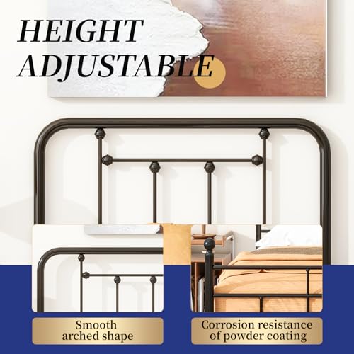Twin Size Metal Headboard Black Steel G744532