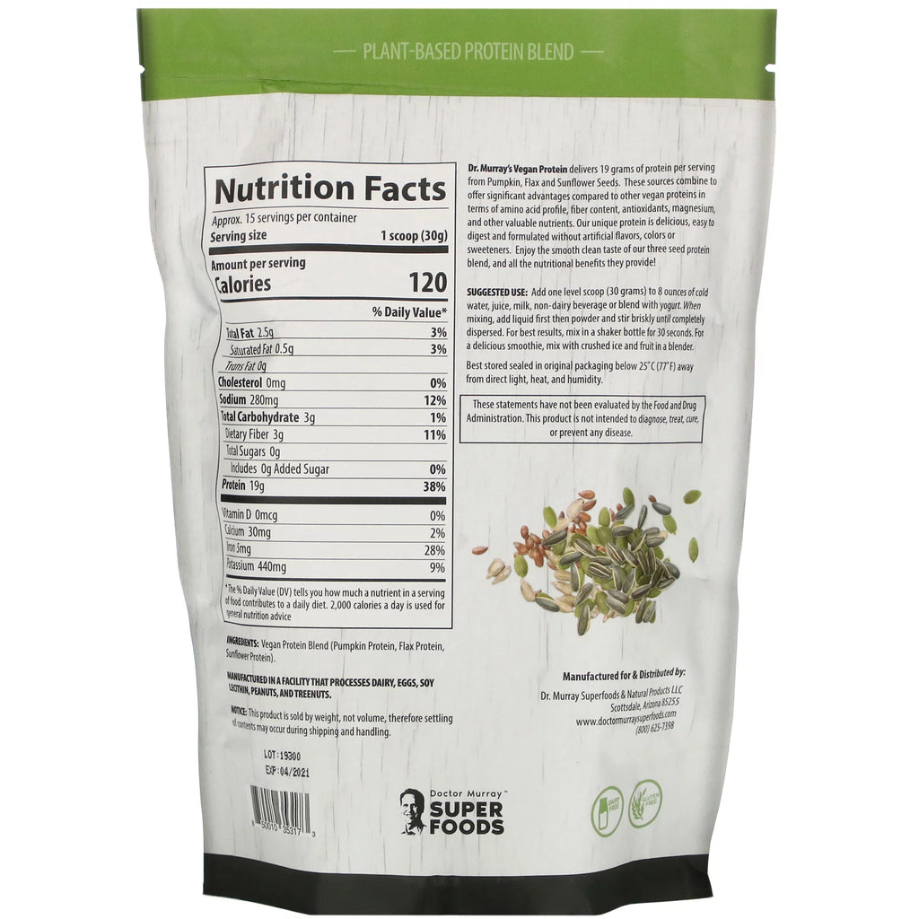 Vegan Protein Powder Unflavored 16 oz Pack of 3 Q140877