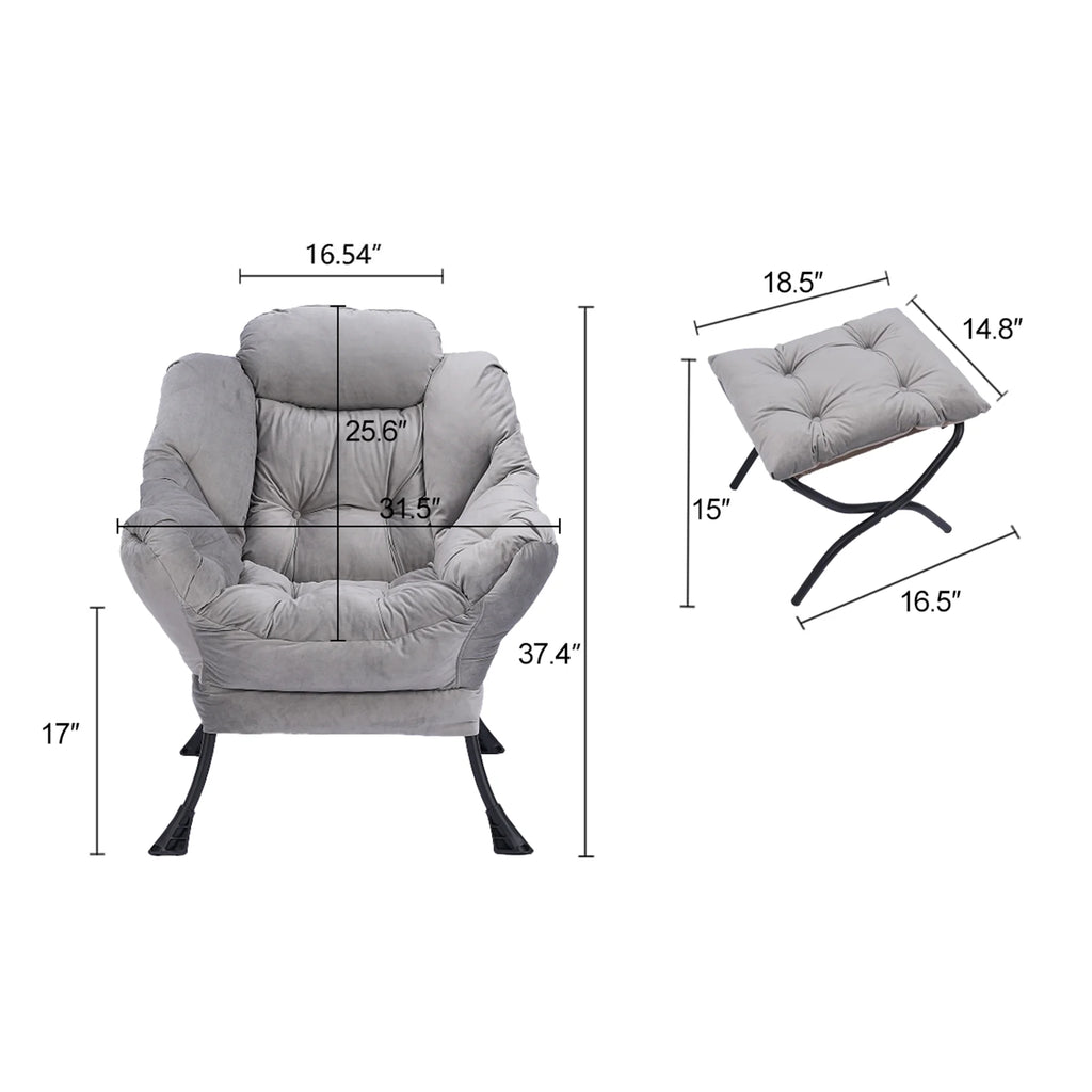 Green Upholstered Fabric Accent Chair with Ottoman C38925