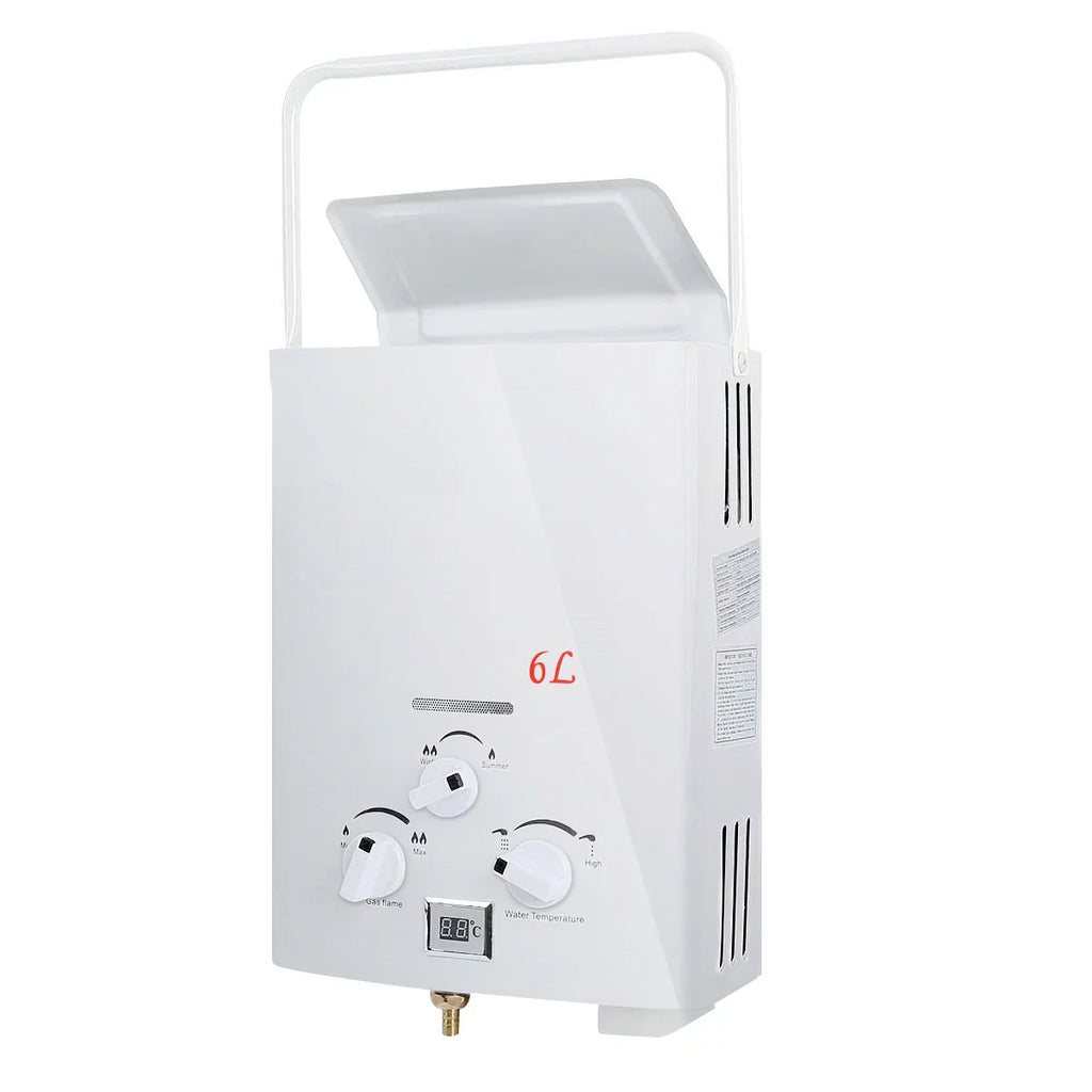 6L Portable Tankless Water Heater 1.6 GPM LPG with Digital Display V489027