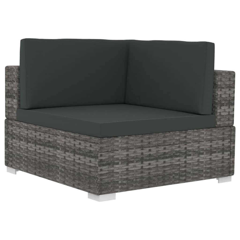 Gray Poly Rattan Patio Sofa Set with Cushions V262