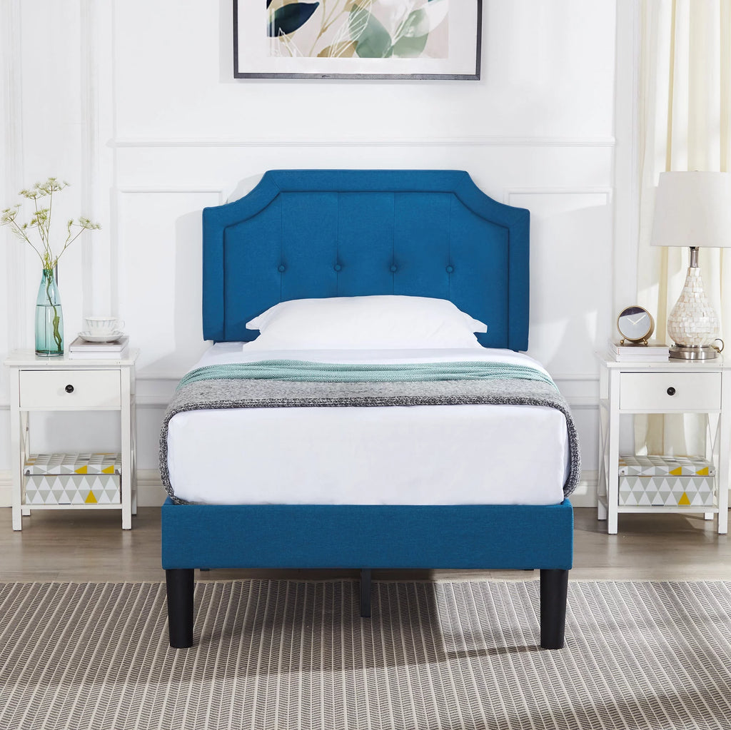 Twin Upholstered Platform Bed Frame with Adjustable Headboard U876693