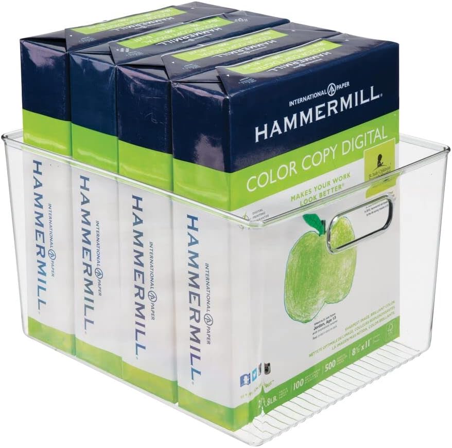 Clear Stackable Plastic Storage Organizer Bin with Handle 8 Pack G25938