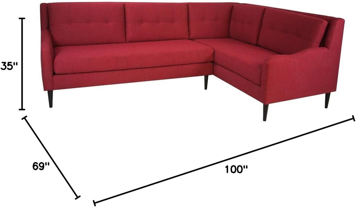 Red Mid-Century Sectional Sofa A5158