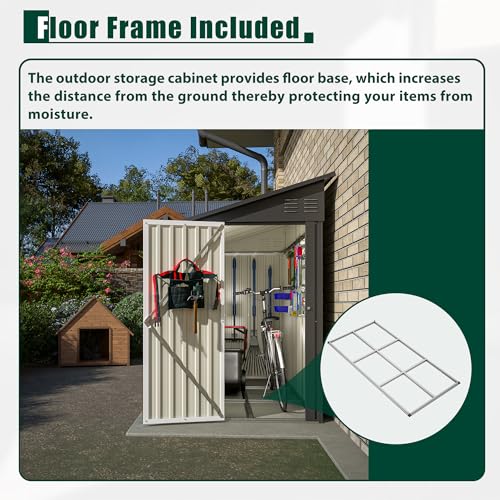 Black Heavy-Duty Outdoor Metal Storage Shed with Floor Base Z596