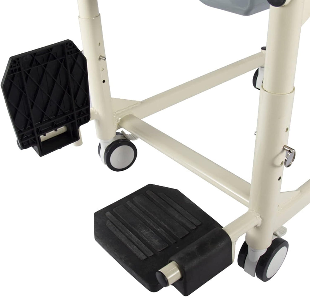 Shower Commode Wheelchair with Lockable Wheels, Drop Arms and Removable Pail, Adjustable Height U3618