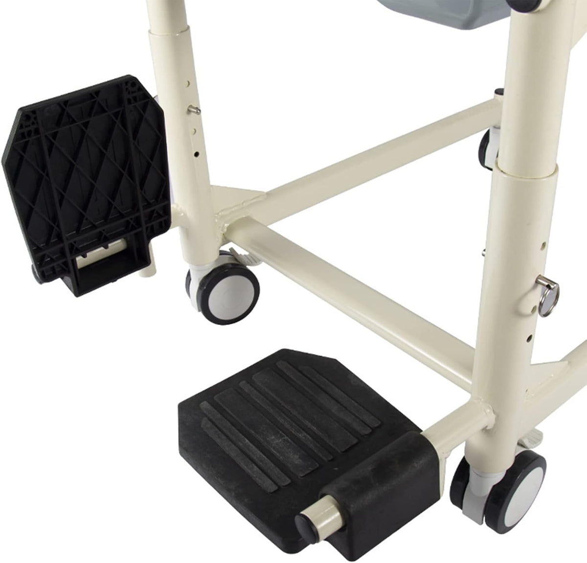Shower Commode Wheelchair with Lockable Wheels, Drop Arms and Removable Pail, Adjustable Height U3618