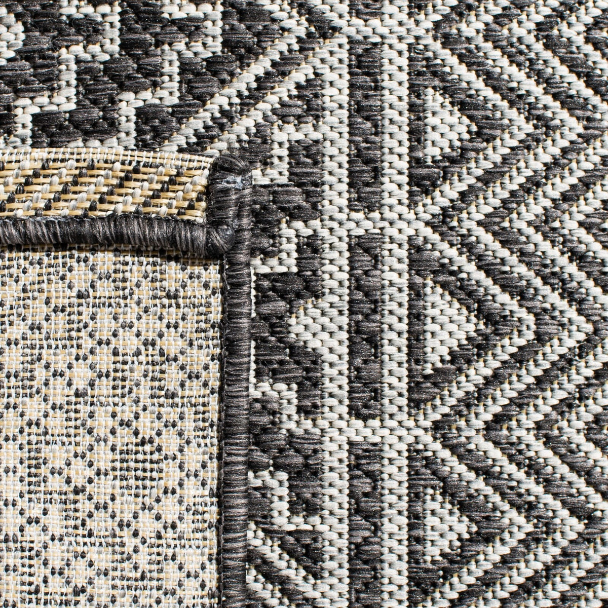 Black Grey Geometric Indoor/Outdoor Area Rug, 8' x 10' Z9980