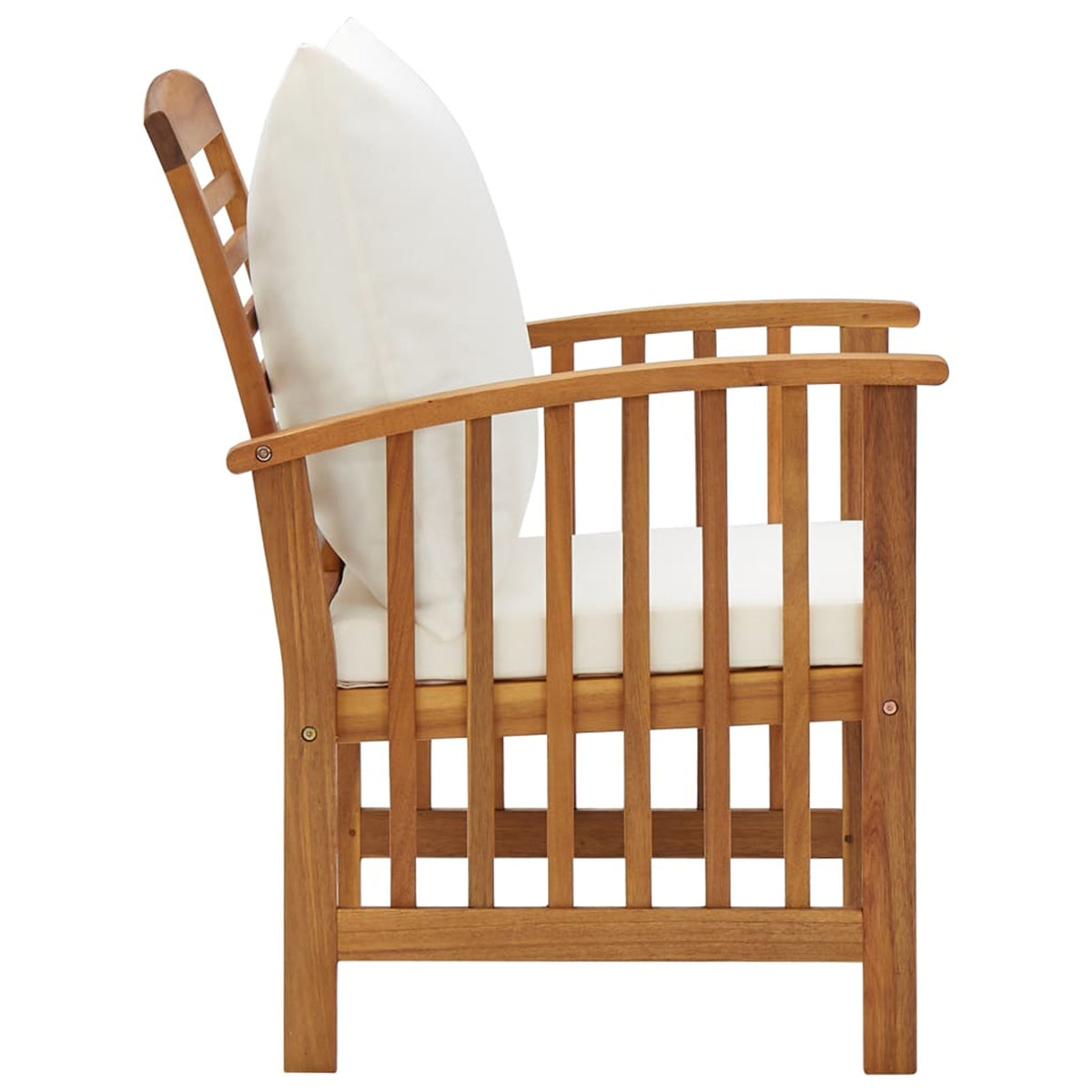 5 Piece Cream White Cushioned Acacia Wood Patio Lounge Set Z2980