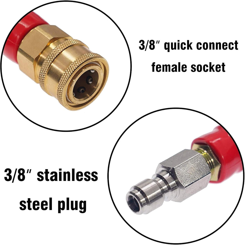 50FT 3/8 Quick Connect 4000 PSI Wire Braided Pressure Washer Hose K5638