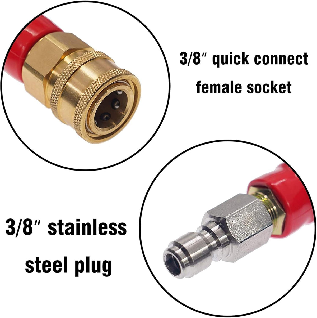 50FT 3/8 Quick Connect 4000 PSI Wire Braided Pressure Washer Hose K5638