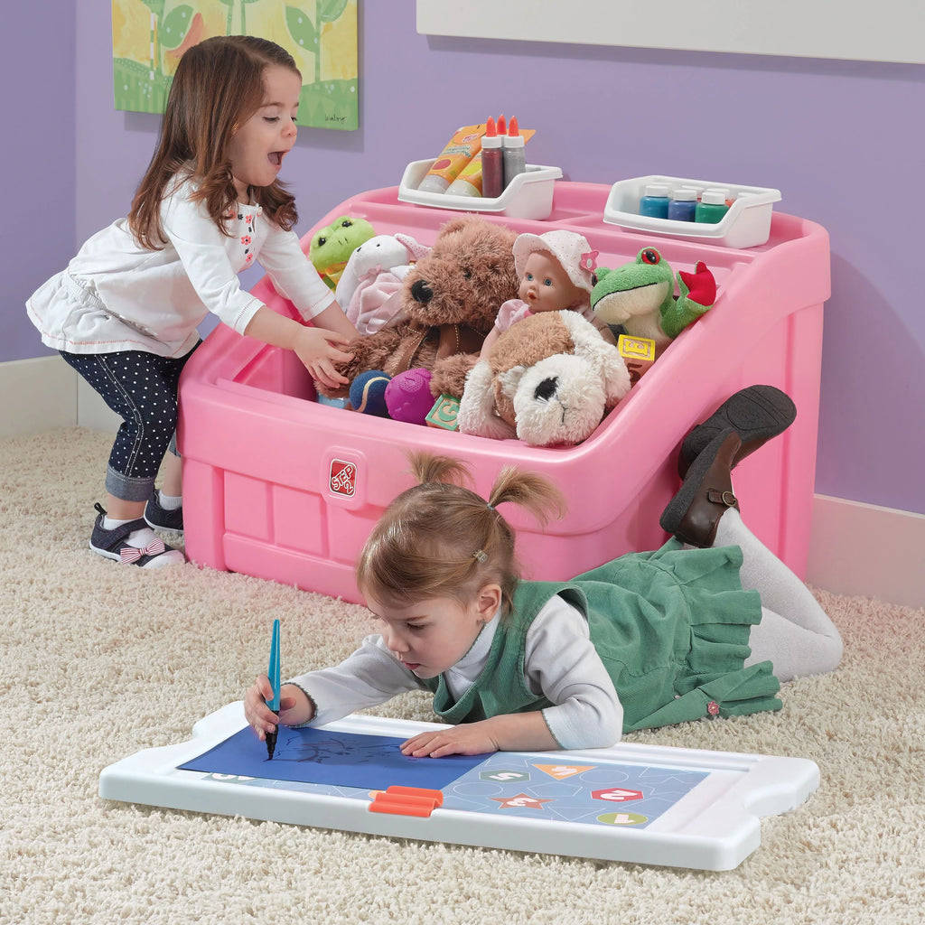 Pink 2-in-1 Plastic Toy Storage Box G5751