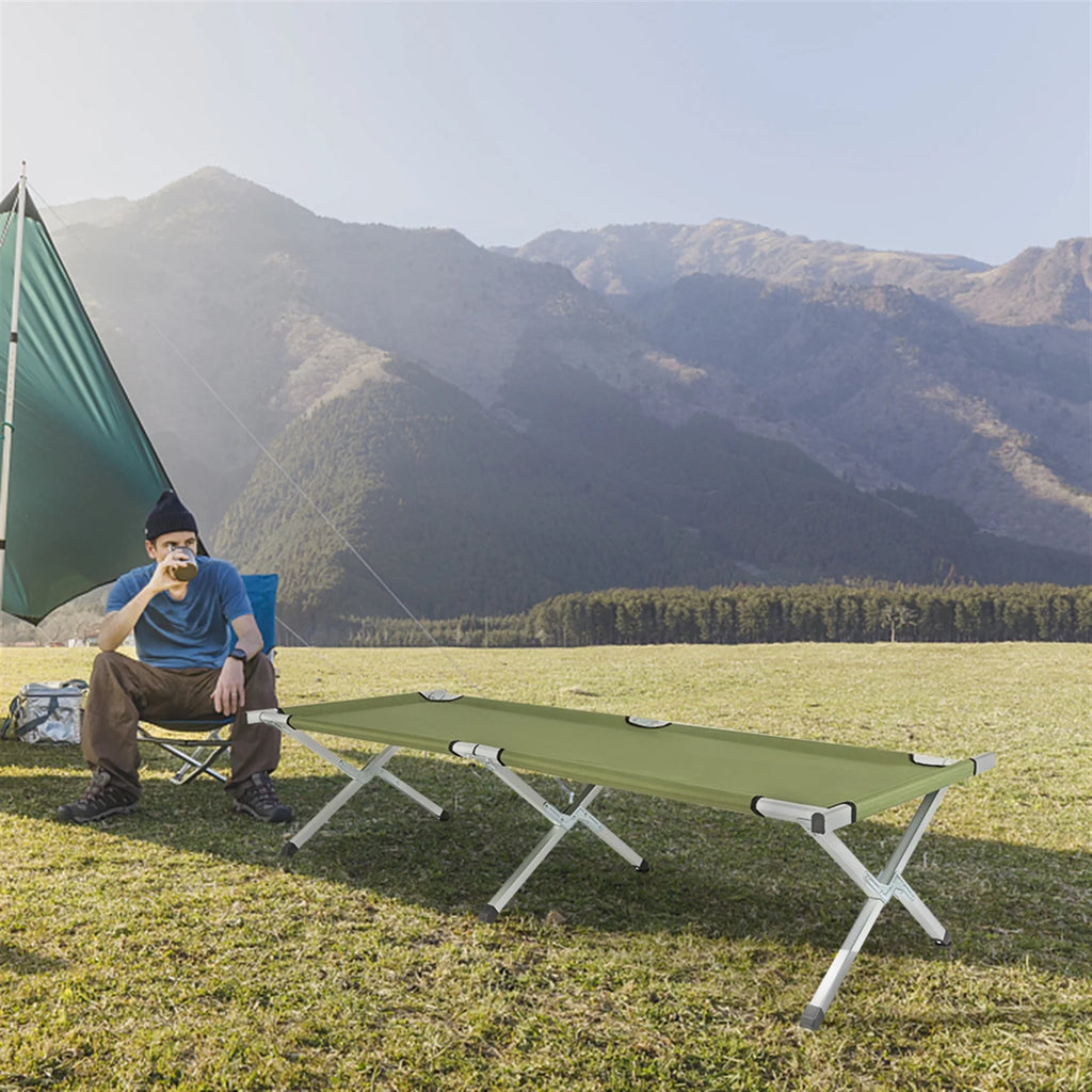 Army Green Portable Folding Camping Cot with Carrying Bag V50944
