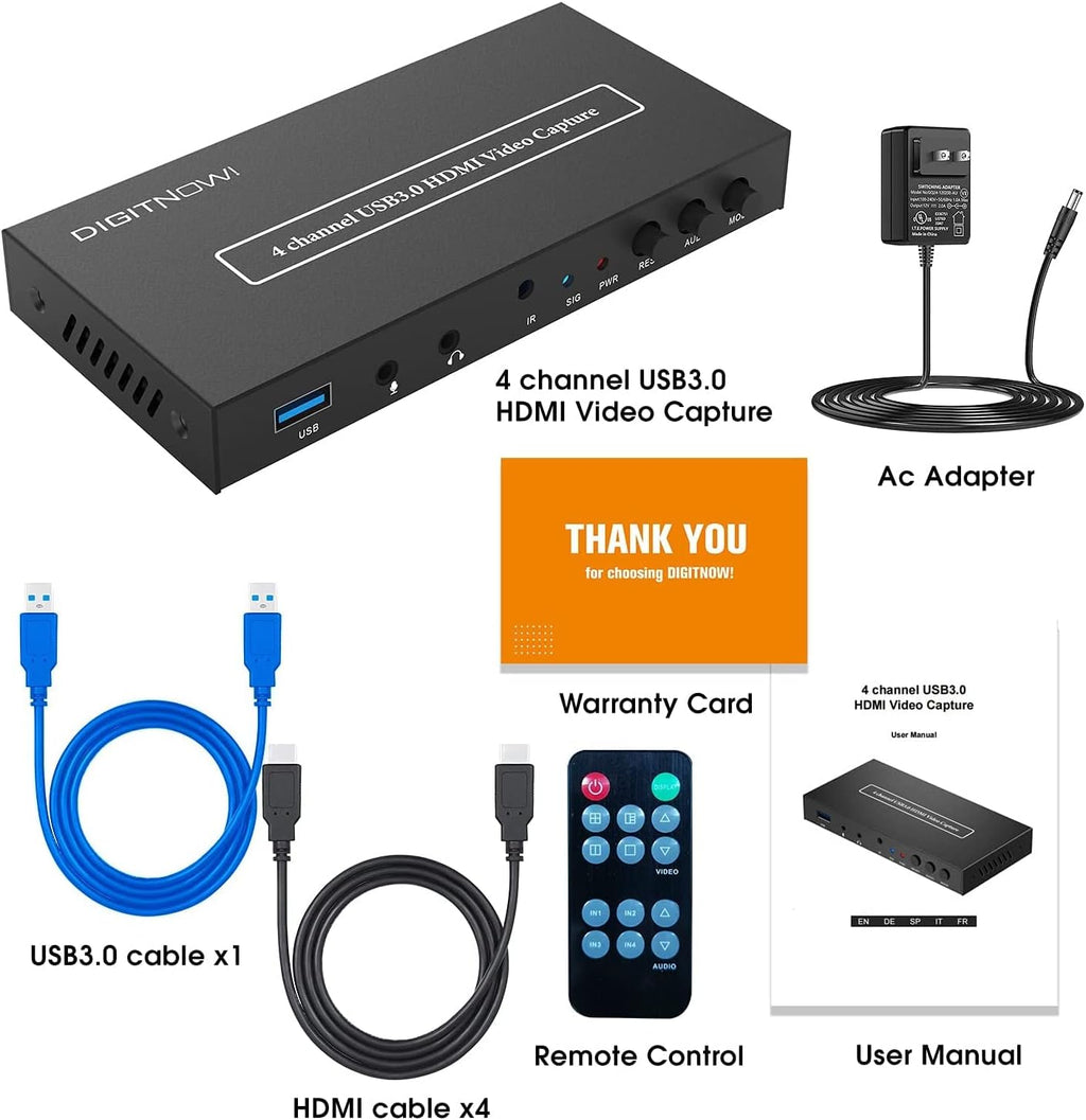 4 Channel USB3.0 HDMI Video Capture Card, 1080P 60fps Q62811