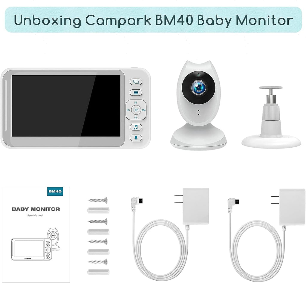 White 4.3 inch LCD Video Baby Monitor with Camera and Audio A699