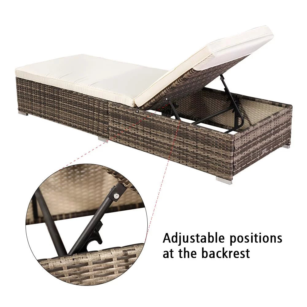 Outdoor Wicker Chaise Lounge With Cushion R689187