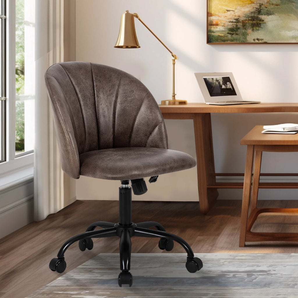 Ash Brown Faux Leather Swivel Desk Chair L44176