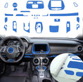 Carbon Fiber Texture Vinyl Wrap Center Console Dashboard Cover for Chevrolet Camaro 28PCS Blue Z267807