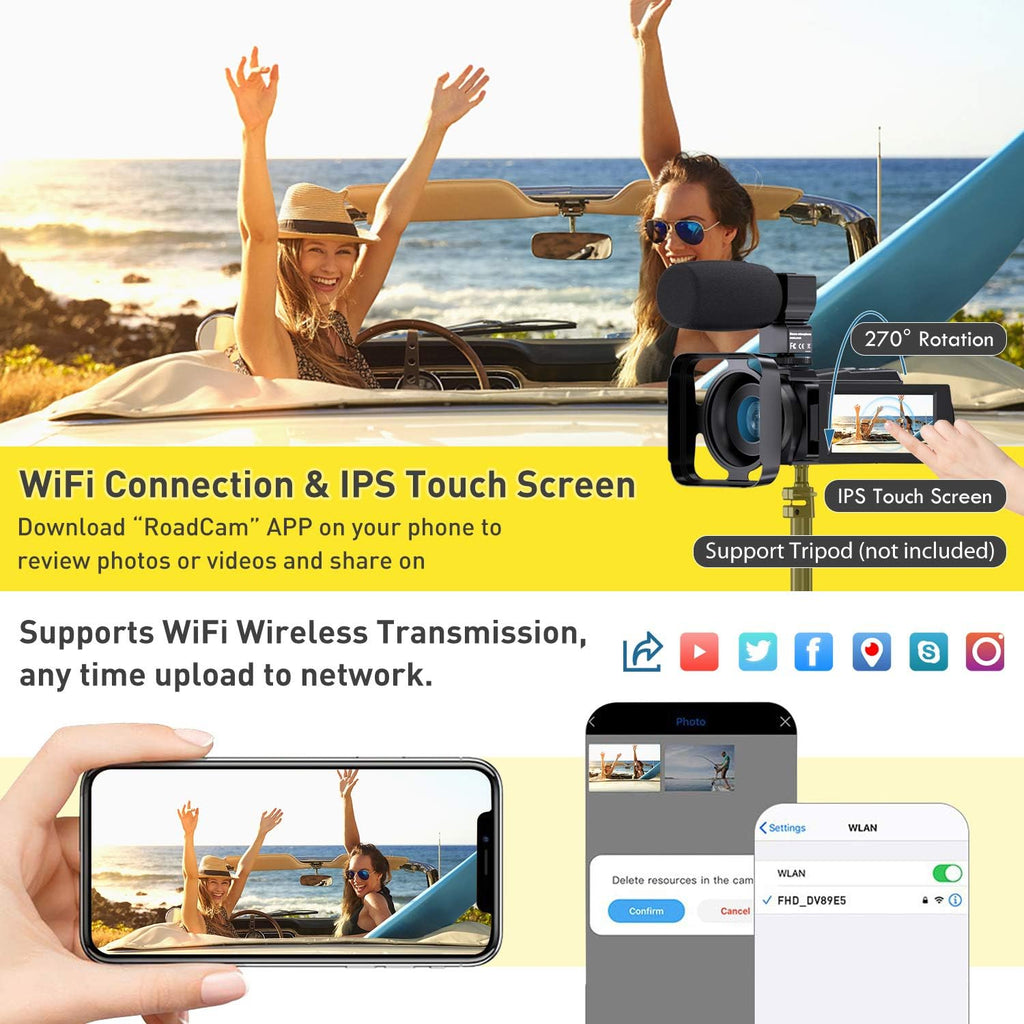 4K Video Camera WiFi Camcorder with 16X Digital Zoom V41916