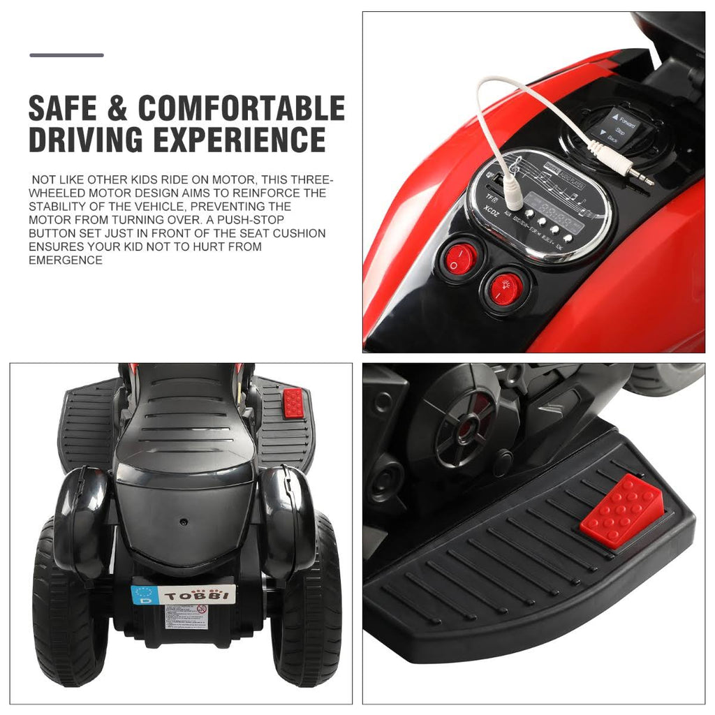Red Three-Wheeled Kids Ride on Motorcycle V2773