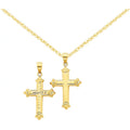14K Yellow Gold Diamond Cut Cross Necklace J66034