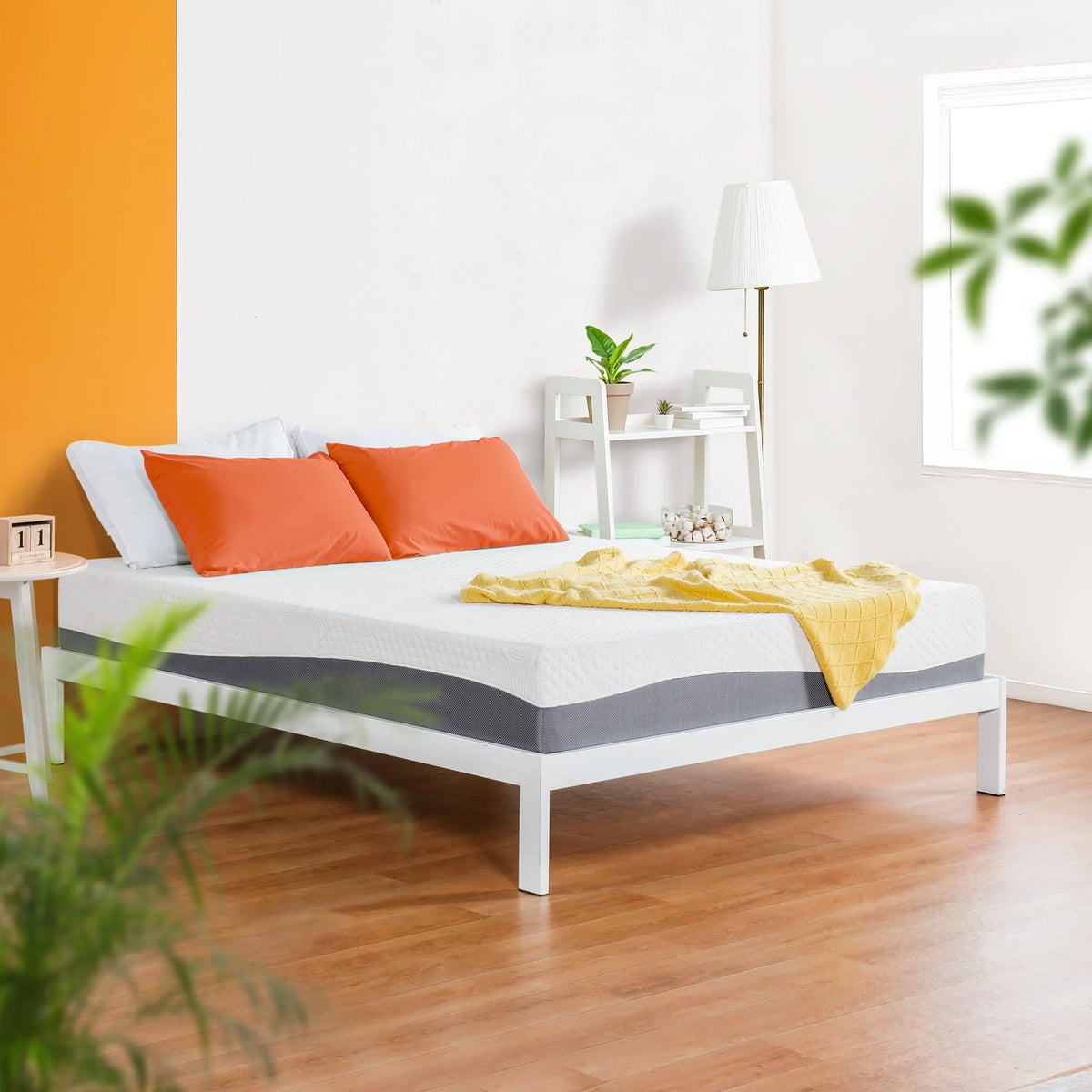 10'' Gel Memory Foam Mattress Twin Size Dark Grey White Z721