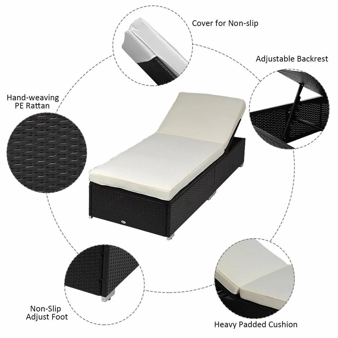Outdoor Wicker Chaise Lounge With Cushion R689187