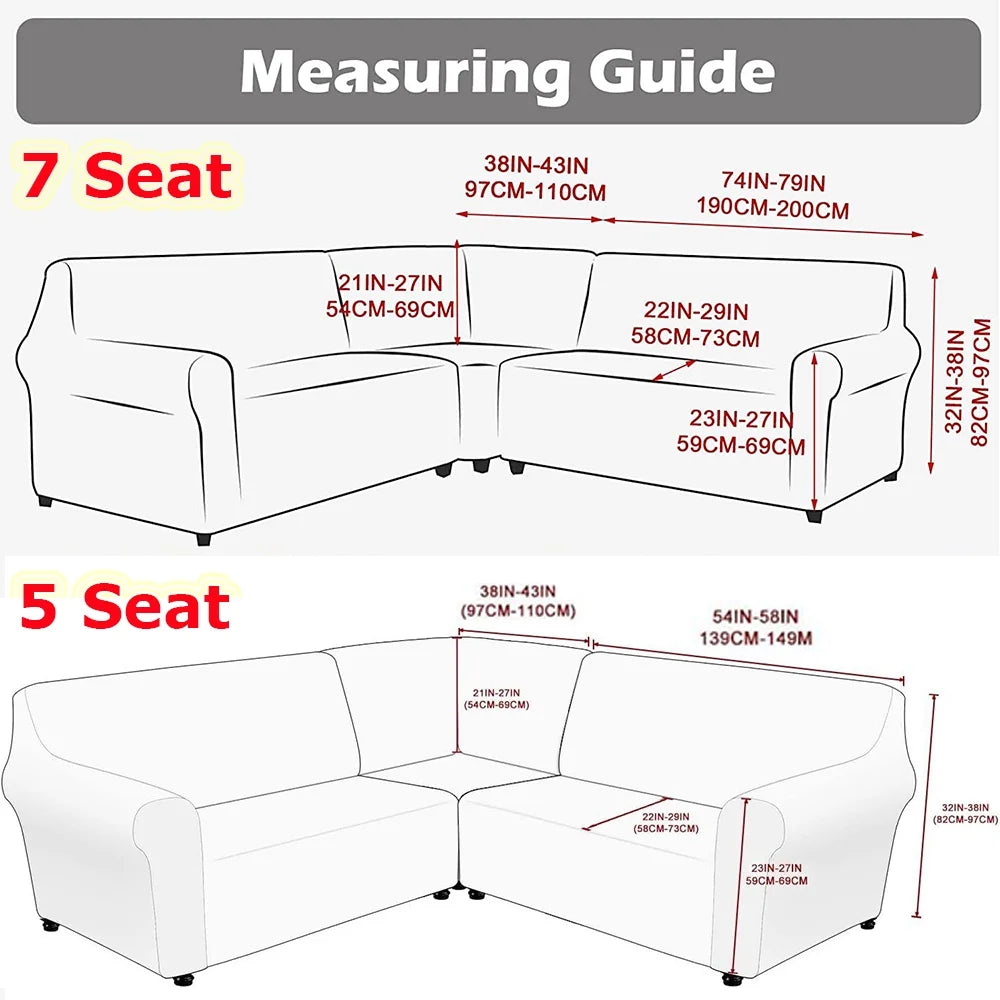 3-Piece L Shape Velvet Sectional Couch Cover, Grey R700
