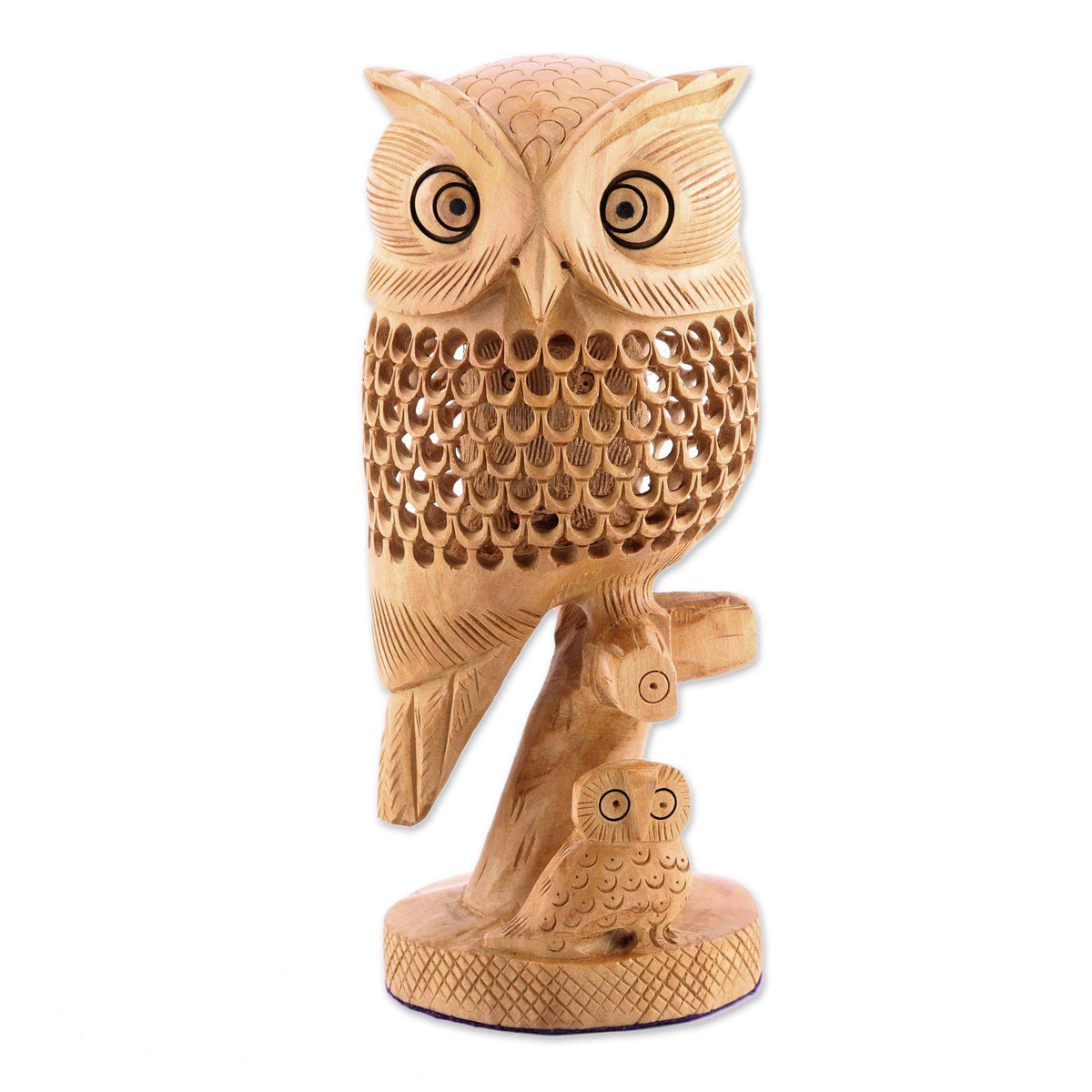 Latticework Owls Wood Figurine N6100