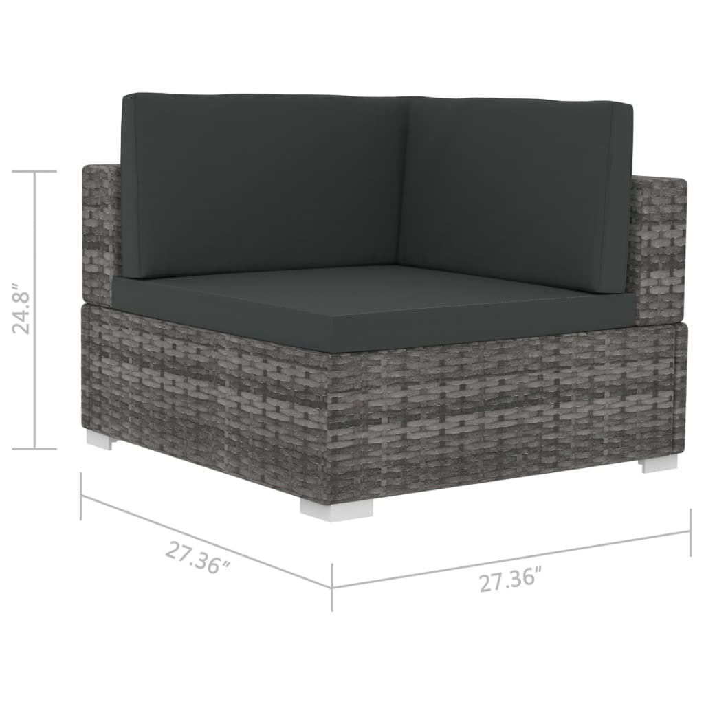 Gray Poly Rattan Patio Sofa Set with Cushions V262