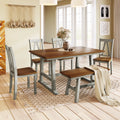 6-Piece Wood Dining Table Set with Bench and 4 Chairs B27829