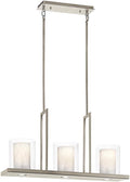 6 Light Linear Chandelier with Clear Glass and White Shades J9422