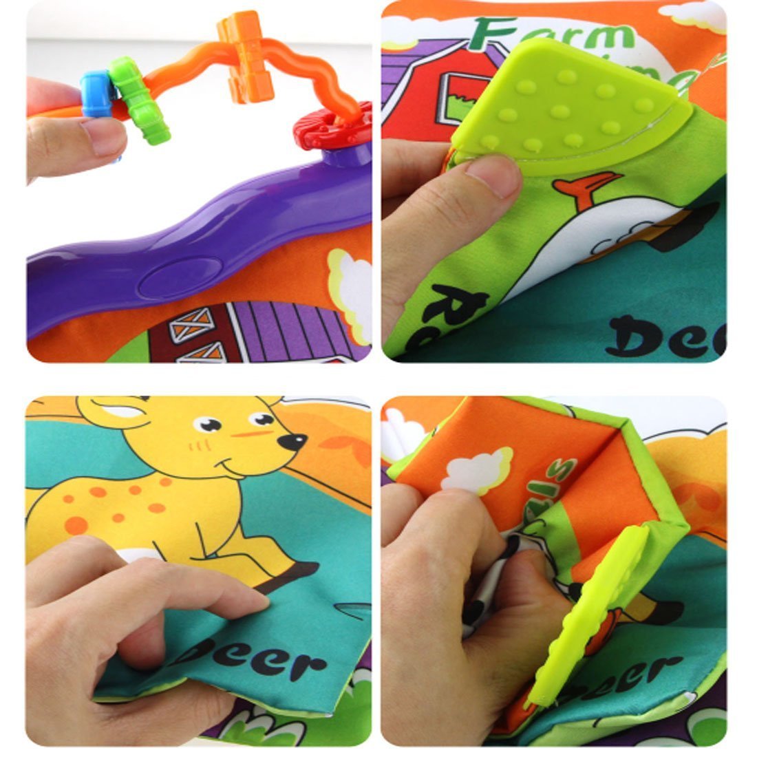 Soft Cloth Book with Teether Rings Infant Developmental Toy L583