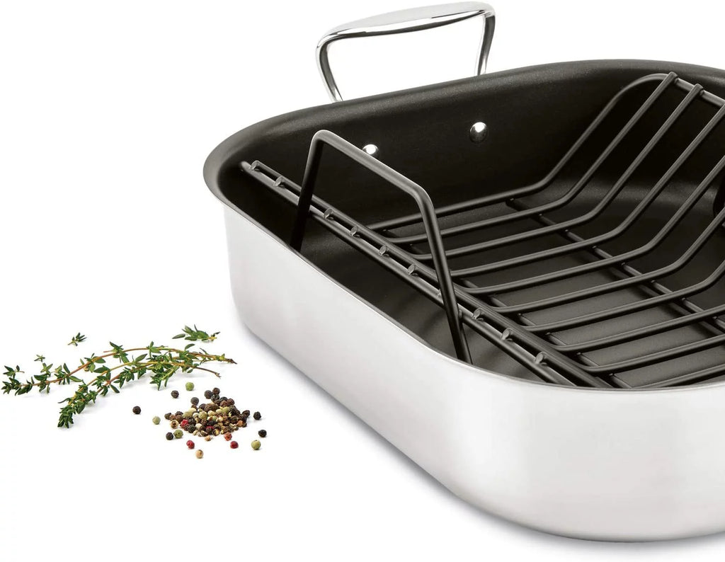 Large Stainless Steel Nonstick Roaster with Rack D116740