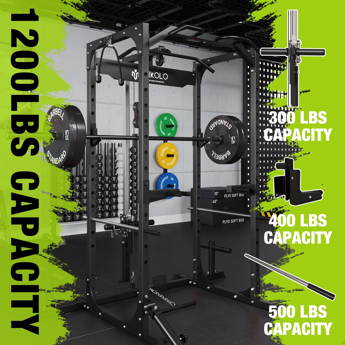 1200LBS Capacity Power Rack with LAT Pulldown System N9474