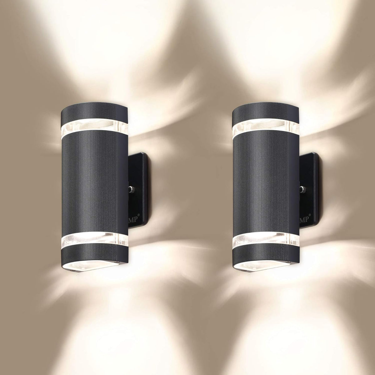 4 Pack Semi Cylinder Up and Down Lights Outdoor Wall Light Aluminum Waterproof 3000k 5W Y73957