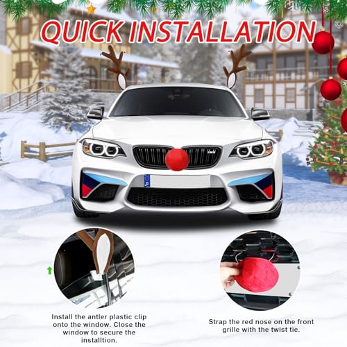 Christmas Car Reindeer Antlers with Ears and Nose Plush Kit I830