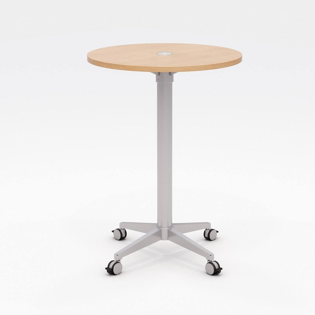 36x22 Round Teak Top Bistro Table with Casters W956043