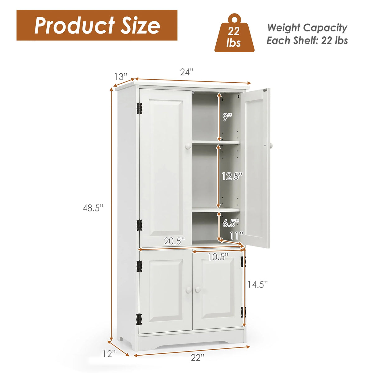 White 2-Door Accent Storage Cabinet with Adjustable Shelves Q7911