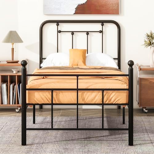 Twin Size Metal Headboard Black Steel G744532