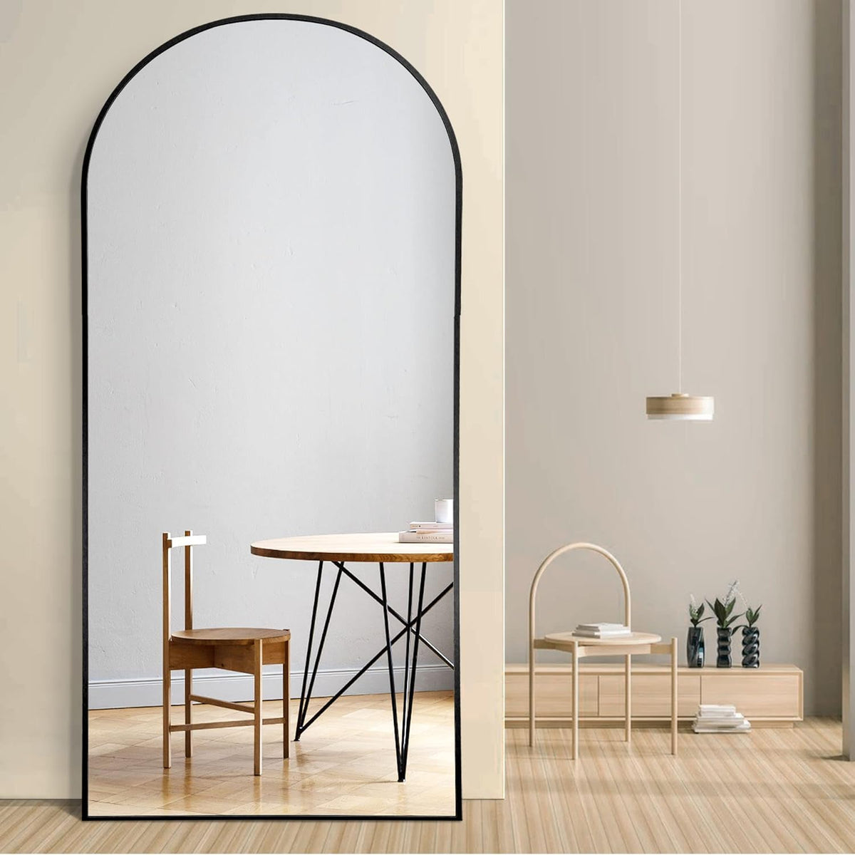71''x31'' Black Arched Floor Mirror P434603