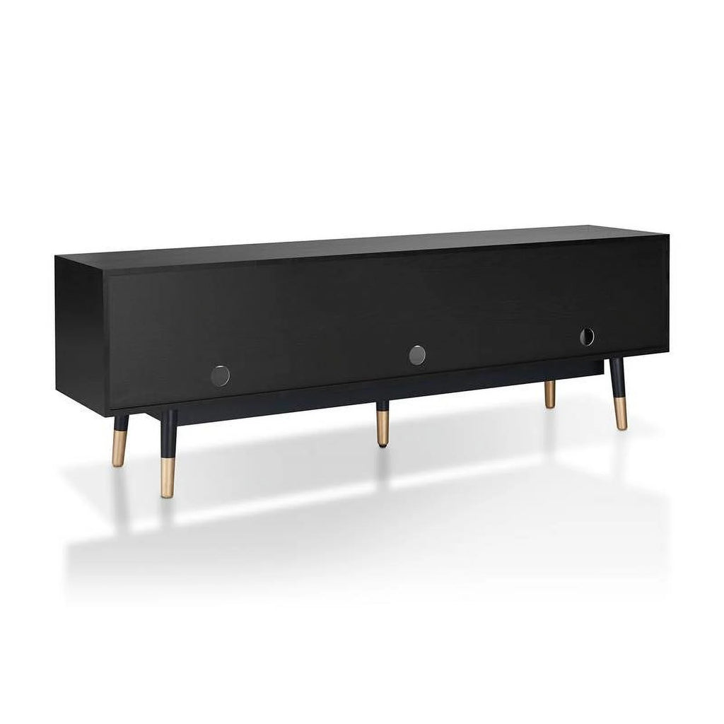 Mid-Century Modern Wood 3-Drawer TV Stand in Black A1011